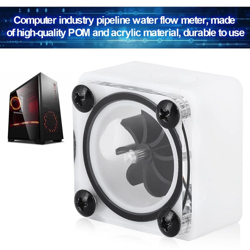 fosa G1/4 Thread Revolving Speed Water Cooling POM Acrylic Material Impeller Water Meter Indicator with Silicone Sealing Ring, for PC Water Cooling System(3 Way) - Image 3